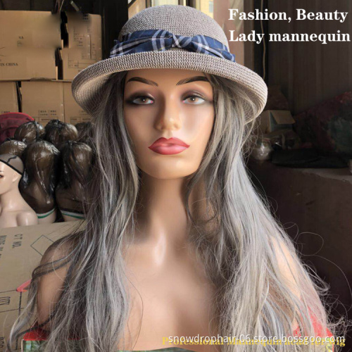 Julianna half coloured real life big lip 360 mannequin head stand cute girl with shoulders mannequin head for sunglass display